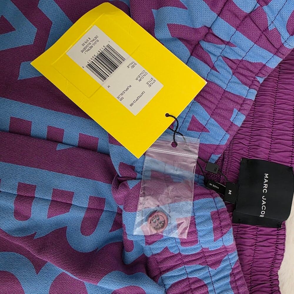Marc Jacobs Monogram Logo Wide Leg Sweatpant Purple Blue High Waisted Medium NWT - Picture 5 of 11